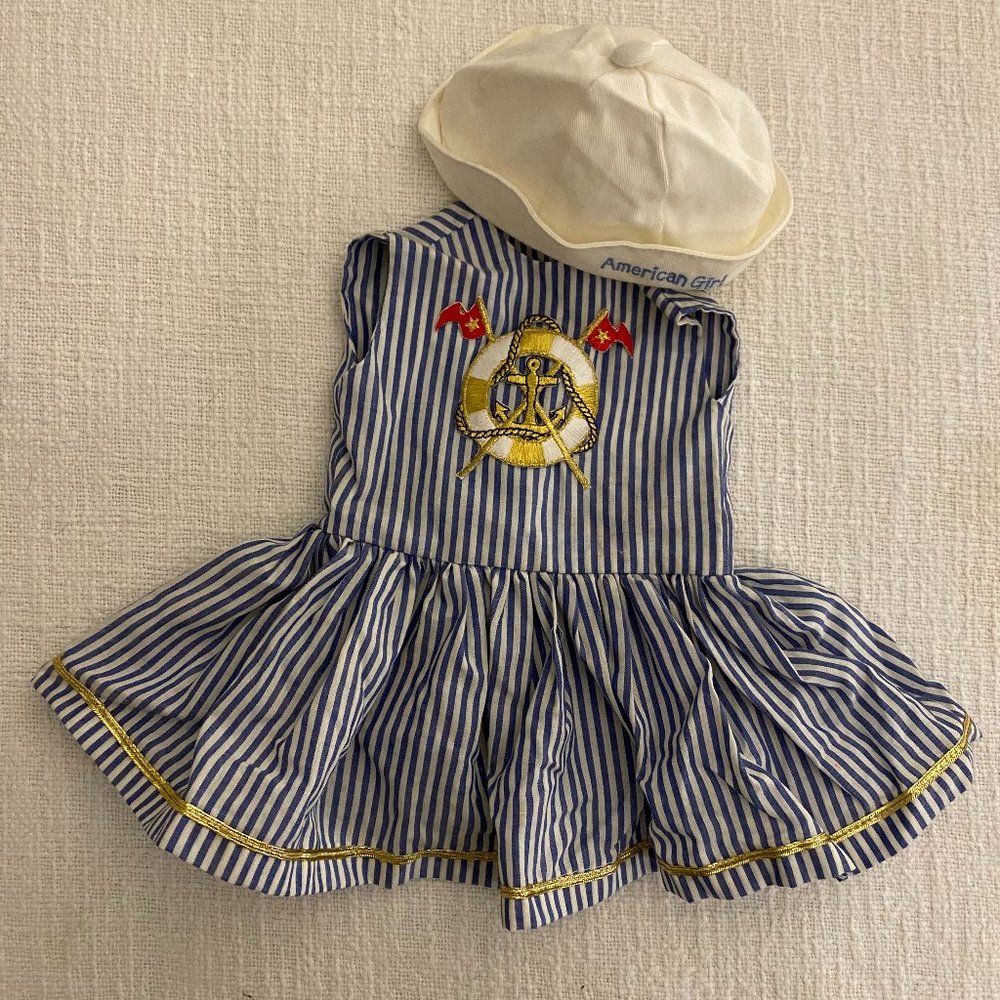 COPY - 1990s Vintage American Girl Doll Sailing Dress and Pleasant Company Hat